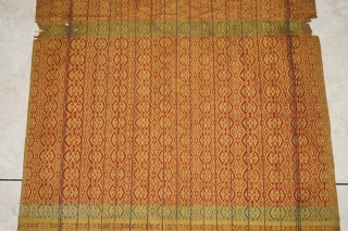 #RB036 Rare pesujutan sacred cloth, Sasak ritual cloth Sasak people Lombok island Indonesia, hanspun cotton silk natural dyes supplementary weft weave 19th century, fairly good condition with holes and re stitched please  ...