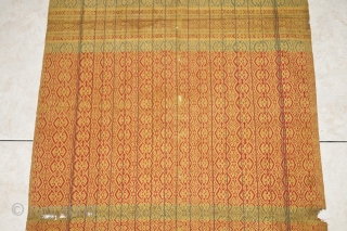 #RB036 Rare pesujutan sacred cloth, Sasak ritual cloth Sasak people Lombok island Indonesia, hanspun cotton silk natural dyes supplementary weft weave 19th century, fairly good condition with holes and re stitched please  ...