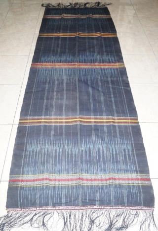 #RB 039 Batak Ulos Sibolang ceremonial shoulder cloth, early 20th century Batak people Sumatra Indonesia, cotton ikat natural dyes supplementary weft weave, good condition size:  265 cm x 85 cm  