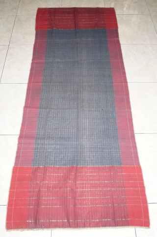 #RB 042 Minangkabau head cloth / shoulder cloth, Minangkabau people west Sumatra Indonesia, late 19th century, cotton silk gold threat supplementary weft weave natural dyes, good condition with small hole please see  ...