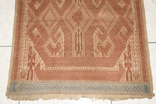 #RB048 A large Tampan ceremonial cloth from Lampung region south Sumatra Indonesia, Paminggir people handspun cotton natural dyes supplementary weft weave, good condition size: 62 cm x 72 cm    