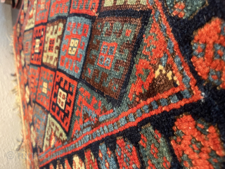 Turn of century or older jaff bag face with great color and design. Bargain bin price/ end of October special.
Please email me at: rugtraderisaac@gmail.com         