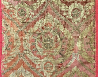Another museum grade and exceptionally rare antique Ottoman voided silk velvet and metal work textile panel known as Catma or Çatma. It is a very early example possibly dating to 16th century.  ...