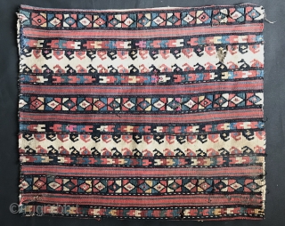 An exceptional Antique Caucasian flat weave bag dating to the 19th century. It is a very unusual to see flatweave from the Caucasus in this design format. The colours are magnificent....just mind  ...