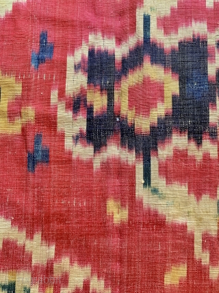 An exceptional Antique early 19th century Uzbek Adras Ikat quilted hanging from Bokhara / Bukhara region. It is a shash  rang / six colour Ikat which is of the high form  ...