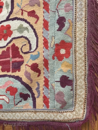 An exceptional antique Uzbek Shahrisabz ( Shahkhrsyabz ) silk embroidery dating to the 3rd quarter of 19th century. This excellent example of a very rare type is fully embroidered using fine silks  ...