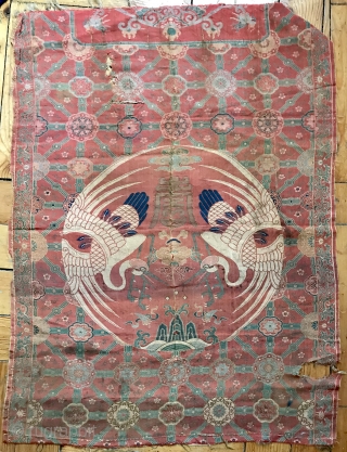 A museum grade and very rare antique imperial Chinese silk woven fabric, dating to the Early Ming dynasty.  The Chinese imperial dynasties went on for many centuries at a time. The  ...