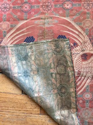 A museum grade and very rare antique imperial Chinese silk woven fabric, dating to the Early Ming dynasty.  The Chinese imperial dynasties went on for many centuries at a time. The  ...