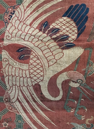 A museum grade and very rare antique imperial Chinese silk woven fabric, dating to the Early Ming dynasty.  The Chinese imperial dynasties went on for many centuries at a time. The  ...