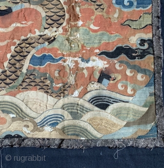 A museum grade and very rare Antique imperial early 17th century Chinese Ming dynasty dragon gold and silk k'o-ssu / Kesi weaving.. This is one of the rarest type of textile that  ...