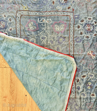 A funky antique silk embroidered Uzbek Suzani from Shahrisabz rural areas, dating between 1900-1920’s. A relatively later example but still echoes the design form of the early Shahrisabz suzanis and rather attractive  ...