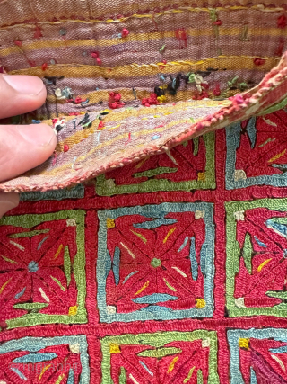 An outstanding Antique Turkoman / Turkmen Ersari tribe silk embroidered bag pouch dating to 19th century. Out of most central Asian silk bags, the Ersari types are some of the finest and ...