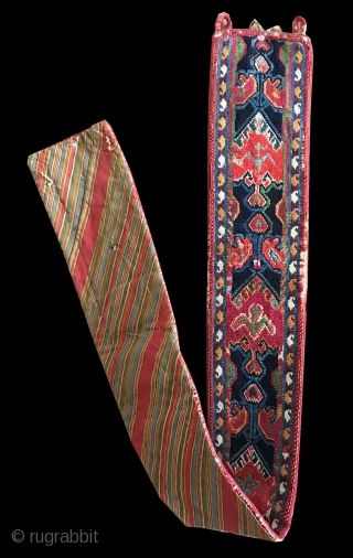 A brilliant antique silk embroidered Uzbek belt from Shahrisabz ( Shakhrisabz ) region of Uzbekistan and dates to second half of 19th century. These types of belts were one of the most  ...