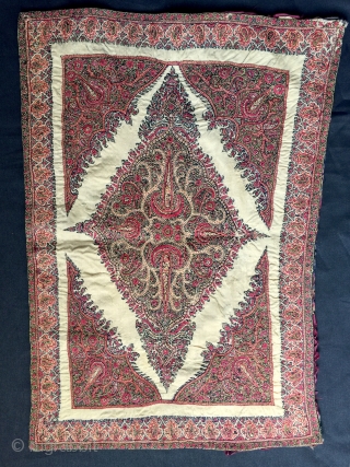 a very fine antique Persia Kerman / Kirman embroidered hanging. This rare piece of textile art dates to 19th Century and boasts a very intricate design with exceptional colours and highest quality  ...