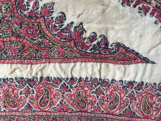 a very fine antique Persia Kerman / Kirman embroidered hanging. This rare piece of textile art dates to 19th Century and boasts a very intricate design with exceptional colours and highest quality  ...