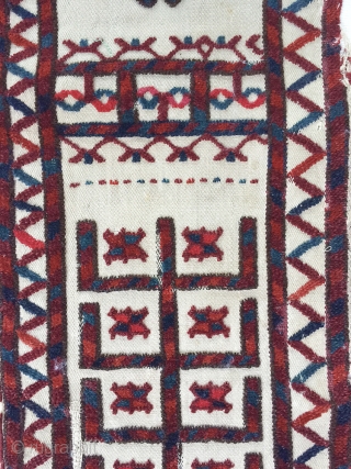 An excellent antique Turkoman / Turkmen Tent band fragment likely Yomud / Yomut tribe. A very old piece (second half of 19th Century) with excellent colours. This fragment is mounted on a  ...