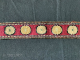 An elegant and fine antique Uzbek shahrisabz silk cross-stitched (iroqi stitched) belt with silver buckle and turquoise inlay. It dates to the 3rd quarter of the 19th century and it is an  ...