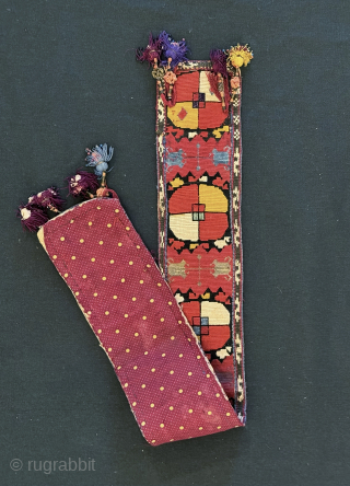 An excellent antique silk embroidered Uzbek belt from Shahrisabz ( Shakhrisabz / Shakhrisyabz ) region of Uzbekistan and dates to second half of 19th century. These types of belts were one of  ...