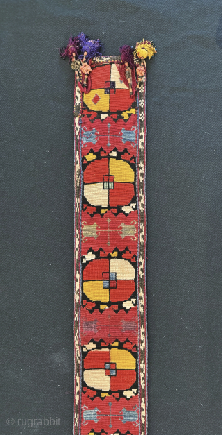 An excellent antique silk embroidered Uzbek belt from Shahrisabz ( Shakhrisabz / Shakhrisyabz ) region of Uzbekistan and dates to second half of 19th century. These types of belts were one of  ...