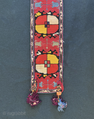 An excellent antique silk embroidered Uzbek belt from Shahrisabz ( Shakhrisabz / Shakhrisyabz ) region of Uzbekistan and dates to second half of 19th century. These types of belts were one of  ...