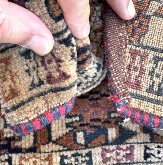 A very rare ivory ground ground pair of antique Turkoman / Turkmen Diziyks (Camel Knee covers), made by the Yomud tribe during the 19th century. Camel Knee covers pairs are rare in  ...
