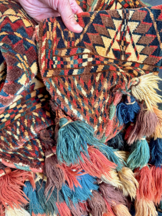 A fine pair of antique Turkoman / Turkmen Ok-bash (Covers for tent pole ends during migration), made by the Yomud tribe during the 19th century. Nice examples of Ok bash is rare  ...