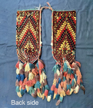 A fine pair of antique Turkoman / Turkmen Ok-bash (Covers for tent pole ends during migration), made by the Yomud tribe during the 19th century. Nice examples of Ok bash is rare  ...