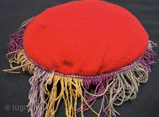 A rare and visually dazzling Antique Turkoman / Turkmen Ersari tribe silk embroidered pillow dating to late 19th century. It is a fully silk embroidered, very likely a dowry piece. The design ...