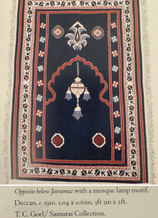 A very rare example of an Antique Indian Jainamaz Dhurry / Dhurrie Rug dating to 1910. This particular example was made in Deccan and i have seen only four or five examples  ...