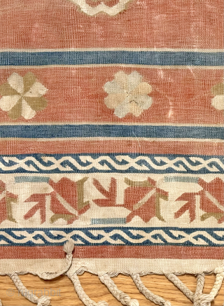 A very rare example of an Antique Indian Jainamaz Dhurry / Dhurrie Rug dating to 1910. This particular example was made in Deccan and i have seen only four or five examples  ...