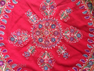A beautiful antique Persian Resht embroidery. Dating to late 19th century, it is chain-stitched silk embroidered on a red wool ground. Resht embroideries are some of the most visually interesting textiles of  ...