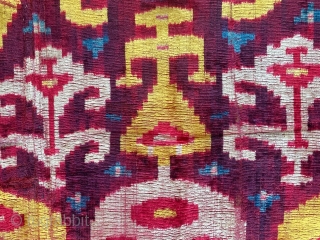 An excellent museum grade antique Uzbek silk velvet / Bakhmal Ikat fragment dating to the 19th century Bukhara. Silk velvet Ikats are some of the most coveted of all Central Asian Ikats.  ...