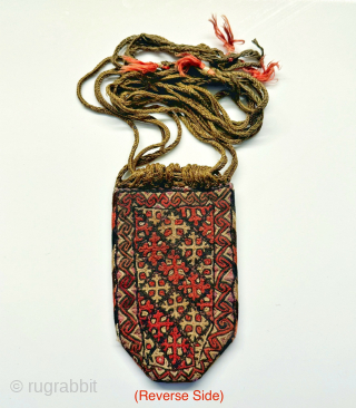 A very fine antique silk embroidered Turkoman Turkmen bag attribute to Yomud / Yomut tribes. Dating to the 19th century, this excellent Central Asian embroidery has wonderful workmanship with an archaic design  ...