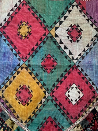 An excellent example of Antique Uzbek Lakai tribe silk cross stitched shield shaped talismanic hanging known as Uut Kap Ilgich, dating to the 19th century. This is one of the coveted examples  ...