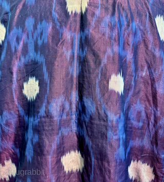 An elegant antique Uzbek silk on silk Atlas / abr Ikat Chapan /  Robe dating to the 3rd quarter of the 19th century. These particular types are often assumed as Uzbek  ...