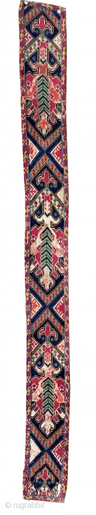 An exceptional antique Uzbek shahrisabz silk cross-stitched belt. It dates to the 3rd quarter of the 19th century and it is an extraordinary piece. Many often mistakenly and generically call these Lakai  ...