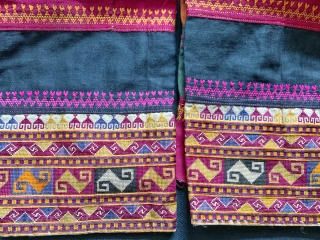 A fine pair of antique silk embroidered Uzbek sleeves from Afghanistan side of the border, dating to circa late 19th century /  early 1900’s. The edge of the sleeves are finished  ...