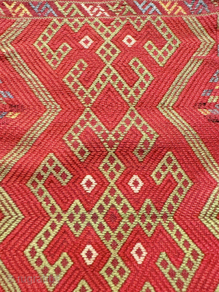 A dazzling antique all silk Turkmen / Turkoman Yomud / Yomut bag. Dating to the 19th century, this particular type of central Asian silk bad is very rare. It belongs to one  ...