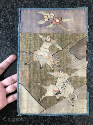 An exceptional antique silk and gold woven Imperial Chinese textile possibly early Qing / Ching / Tchin dynasty (late 17th - 18th Century). This is an incredibly fine weaving (possibly some sort  ...