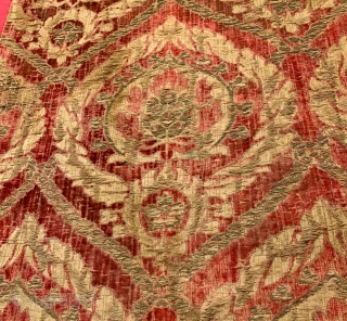 A museum grade and exceptionally rare antique Ottoman voided silk velvet and metal work textile panel known as Catma or Çatma. It is a very early example possibly dating to 16th century.  ...