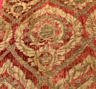 A museum grade and exceptionally rare antique Ottoman voided silk velvet and metal work textile panel known as Catma or Çatma. It is a very early example possibly dating to 16th century.  ...