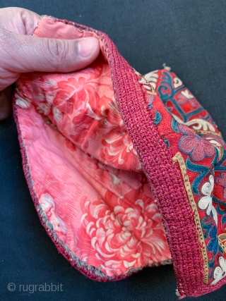 An exceptional antique Turkoman Turkmen Chodor tribe silk embroidered hat dating to the 19th century. Though the hat is somewhat fragmented, I think it was reduced from a larger hat and done  ...