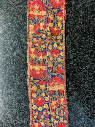 An exceptional antique fully silk embroidered Uzbek Bridal hair braid cover dating to the 3rd quarter of 19th Century. It is fully silk embroidery using very fine basma stitch. Often these are  ...