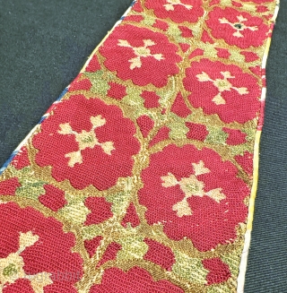An excellent and rare antique fully silk embroidered Uzbek or Tajik Bridal hair braid cover dating to the19th Century. It is fully silk embroidery using very fine basma stitch. Often these are  ...