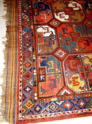 Hello again, and welcome back to my page. Offered here is an early and incredibly beautiful Karakalpak carpet, from the now autonomous region of Karakalpakstan in Central Asia. From its bold, archaic  ...