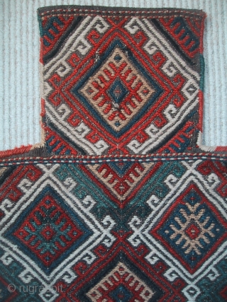 A superb nineteenth century Azeri namakhdan or salt bag. Karabagh, probably from the vicinity of Qalbajar. In excellent condition with a velcro strip sewn on the rear of the neck.   