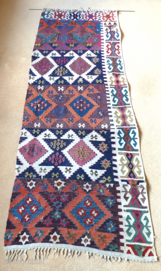 Fabulous colour! A fragmented East Anatolian kilim, mid-19th Century. The white is cotton.                    