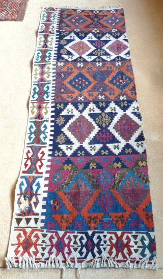 Fabulous colour! A fragmented East Anatolian kilim, mid-19th Century. The white is cotton.                    