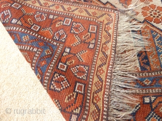 A rare white-ground Khamseh rug, with luminous natural colours. Second half 19th Century.  6'5" x 4'6" /196 x 138cm             