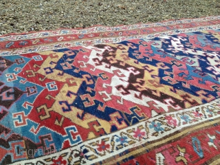 Worn but extremely beautiful 19th century Northwest Persian Kurdish rug 260 x 130 cm (8'6"x 4'3")                 